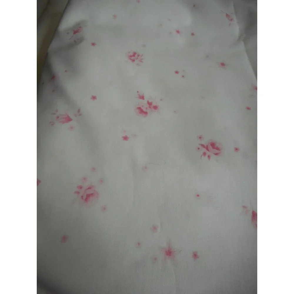 Vintage Cannon Full Flat sheet white pink Rose floral granny core Cottage Chic